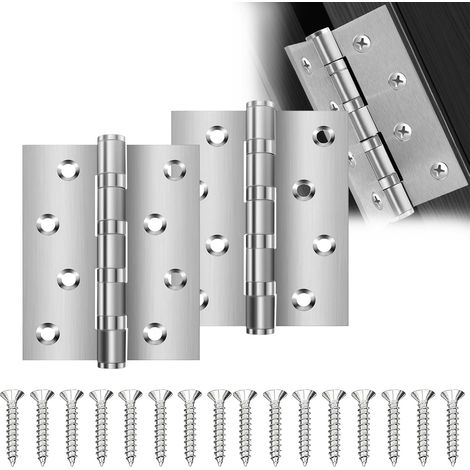 bisagras de acero inoxidable para puertas plegables, bisagras para puertas de armario, bisagras planas con 16 tornillos para herrajes de muebles, armarios y cajones (3 pulgadas, plateadas) (1/5)