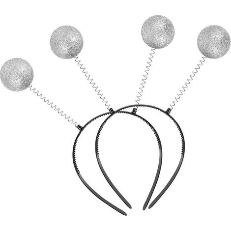 Stück Antennen-Haarreifen mit Glitzerkugeln, kreative Frühlingskugeln, Alien-Haarreifen, Gastgeschenke für Kinder und Frauen-M-Silver (1/3)