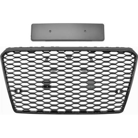Grille Calandre avant en ABS Audi A7 C7 2010 a 2014 Look Sport Noir Brillant PDC-38626095