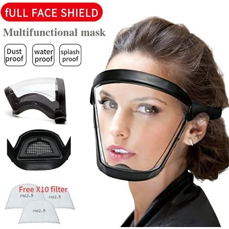 GABRIELLE 2 piezas Máscara facial transparente Protector facial completo Gafas de seguridad Máscara de protección para los ojos A prueba de viento A prueba de polvo A prueba de salpicaduras Casco inte