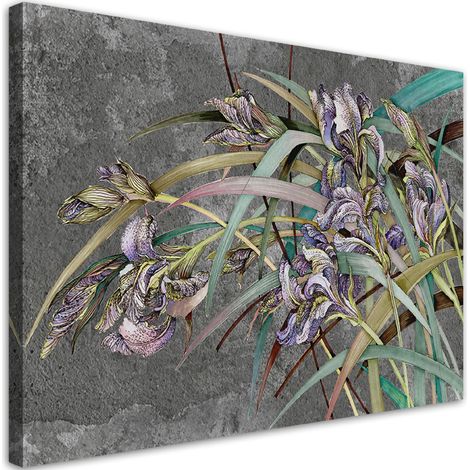 Tableau sur toile Iris fleurs dans le vent 90x60 (1/5)