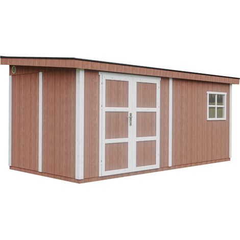 Abri de Jardin Qualité Premium 11,47 m² - H231x248x530 cm - Timbela M940-REDWOOD RED (1/5)