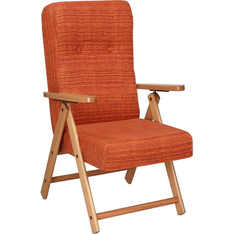 Poltrona legno in faggio naturale reclinabile tessuto Arancio- Molisana (1/3)