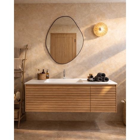 Exagonshop Mobile bagno 120x48 quercia con lavabo resina opaco