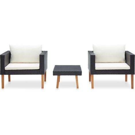 Maison Exclusive - Set Divani da Giardino 3 pz con Cuscini in Polyrattan Nero
