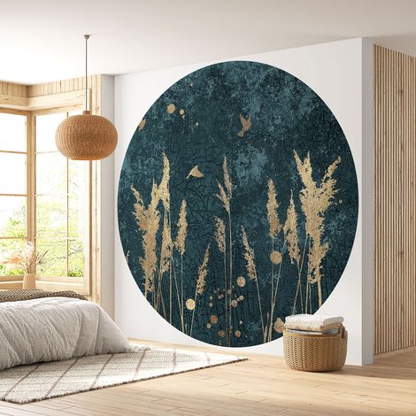 Papier peint rond / cercle - Motif botanique - Diamètre 50 cm (1/4)