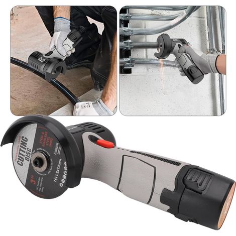 Amoladora angular inalámbrica de 12 V – 2 baterías de iones de litio de 1500 mAh – 19 500 rpm – Abrazadera ergonómica – Tamaño compacto (19,5 cm) – para pulir, cortar y lijar metal y hormigón. (1/5)