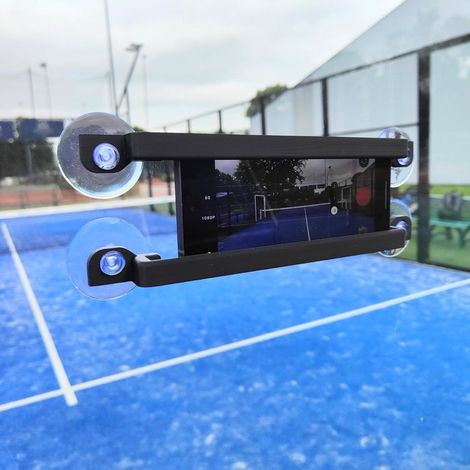 Universelle Handyhalterung für Padel-Schläger, schwarz (1/5)