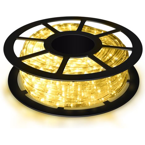 Costway Tube lumineux LED 20m Cordon lumineux 230V, 720 Ampoules 15000h, pour l’intérieur et l’extérieur, Beige (1/5)