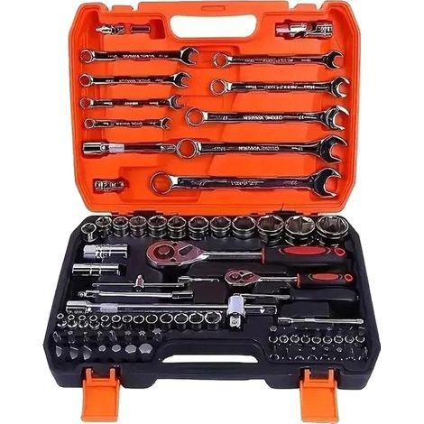 Kit di attrezzi per riparazioni auto da 82 pezzi, attrezzi in acciaio inossidabile antiruggine, 72 denti, 82 pezzi (1/2)