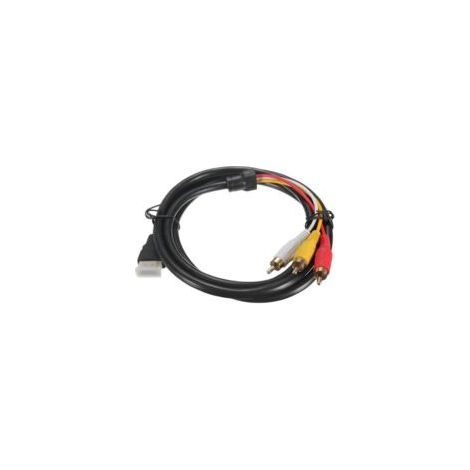 Câble HDMI vers RCA, câble HDMI mâle vers 3 RCA mâles, câble AV, adaptateur de convertisseur de composant audio vidéo, câble 1080p pour TV HD, noir, 1,5 m (1/5)
