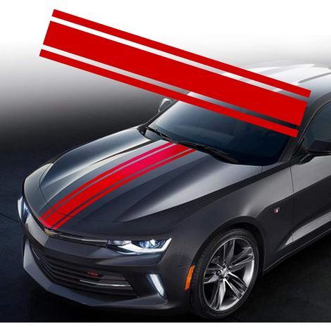 Capot Voiture Stripe Autocollant 124 cm - Body Side Stripe Vinyle Modifié pour Toit, Jupe, Pare-chocs - Car Decor (Rouge) (1/5)