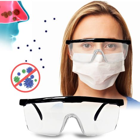 Lunettes de protection anti-buée, coupe-vent et anti-poussière à étanchéité totale, verres transparents, pour myopes (noir brillant) (1/5)