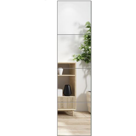 Carreaux de Miroir Mural Pleine Longueur – 25,4 x 25,4 cm x 4 pièces sans Cadre pour Salle de Sport, Salle de Bain, Chambre à Coucher, Salon (1/5)