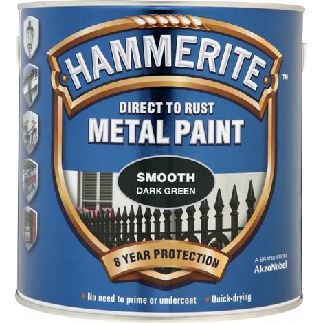 Hammerite 5084892 Direct to Rust Smooth Finish Metal Paint Dark Green 2.5 Litre HMMSFDG25L (1/5)