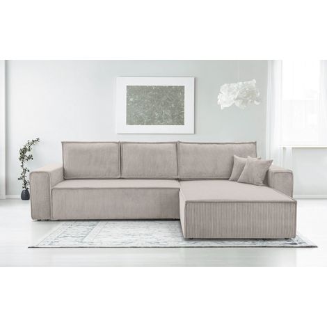 AX LIVING Cord Couch L Form – Cedria Wohnlandschaft 287 cm Zartweiß