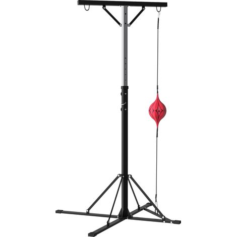 Support de sac de frappe réglable en hauteur avec speedball, structure en métal, 160 x 145 x 175-220 cm (L x l x H), noir (1/5)