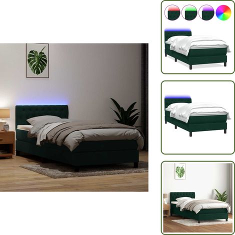 Boxspringbett mit Matratze Dunkelgrün 80x220 cm Samt - Boxspringbett - Boxspringbetten - Bett - Schlafzimmermöbel (1/5)