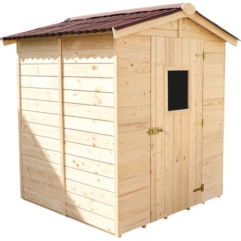 Habrita – Abri de jardin en panneaux 16 mm avec plancher 3,55 m2 – Toit en plaques ondulées – Dimensions extérieures 1,90 x 1,87 m – Fabriqué en sapin massif (1/7)