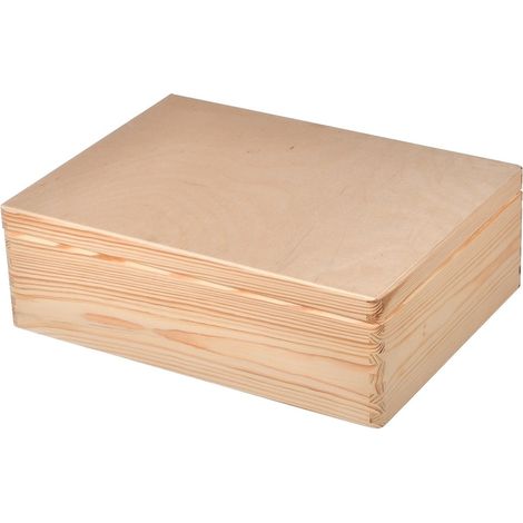 Boîte de rangement, bois, 40 x 30 x 13 cm, marron (1/5)