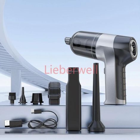 150000PA Portable LIEBERWELL Cordless Handheld Car Vacuum Mini Cleaner with Brushless Motor, 2x2000mAh, 120W, Silver ABS (1/5)