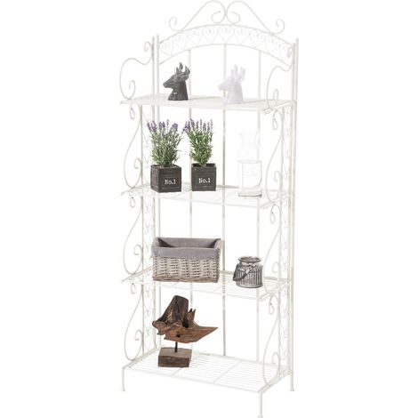 Etagère pour plantes 4 niveaux en fer 153x61x33 cm blanc ETA10016 (1/4)