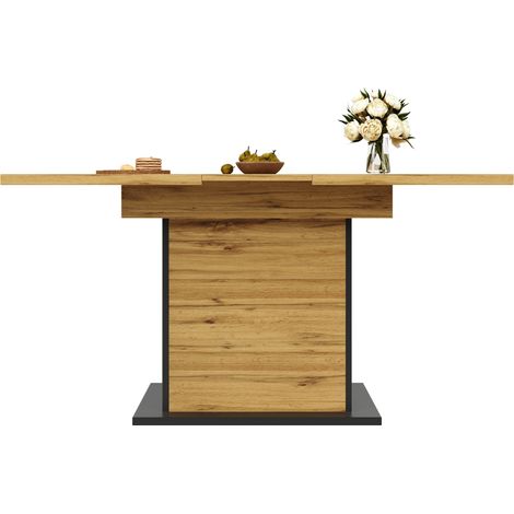 CHICFURN Mesa de comedor extensible 110-140x80 cm de MDF negro, para 4-6 personas (1/5)