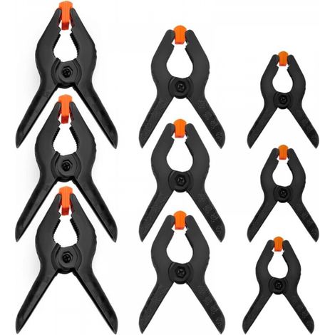 9 Pièces 5cm 7cm 8cm Pince à Ressort, Pinces à Ressort en Plastique Noir en Nylon, pour Projets de Bricolage, Studios Photo (1/5)
