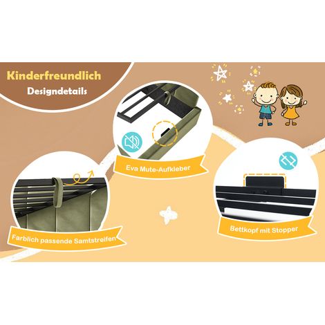 Cama daybed 90x190 cm terciopelo verde con almacenaje, para pisos pequeños, sin colchón – MEUBLIV (1/5)