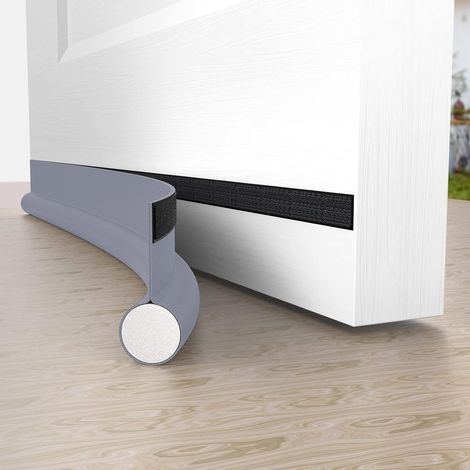 Junta adhesiva para puerta de 94 cm, aislante, barrera para puerta, protección contra la intemperie, insonorización, gris (1/5)