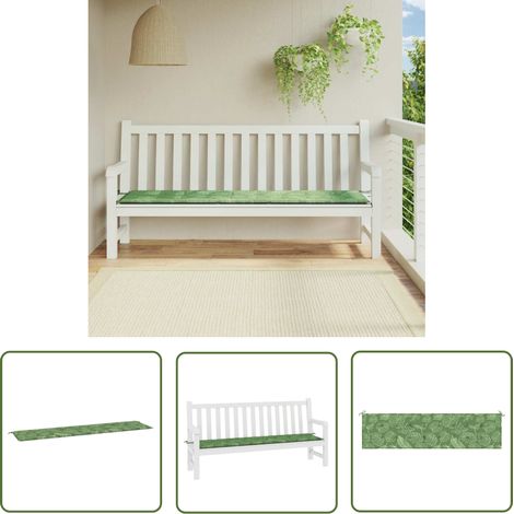 Bonnevie,Coussin de siège confortable de banc de jardin motif de feuilles 200x50x3 cm tissu -FV71038 (1/5)