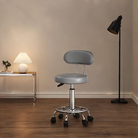 Tabouret coloris gris en polyester acier 40 x 32 x 86 cm (1/5)