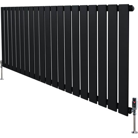 Radiador Moderno Negro 60×140 cm de Columna Simple con Válvulas Termostáticas  Acero Premium 1.5 mm, 1270 W, Cepillo y Kit de Fijación Incluidos – Calefacción Eficiente y Elegante (1/5)