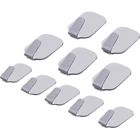 10 Pack of 3M Stainless Steel Self-Adhesive Hooks for Kitchen and Bathroom - Water and Rust Resistant - Heavy Duty (1/5)