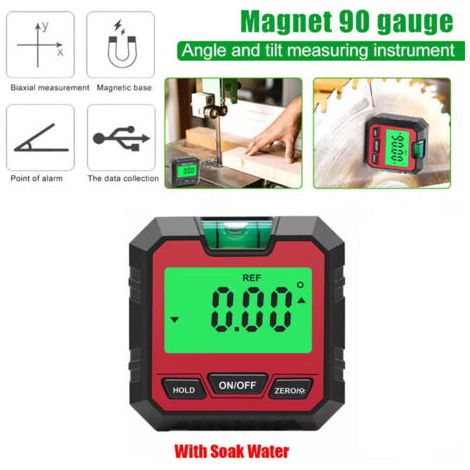 Magnetischer digitaler Neigungsmesser 0–180°, elektronische Wasserwaage mit automatischer Abschaltung, hintergrundbeleuchtetem LCD-Display und Libelle für Holzbearbeitung, Bauwesen, Automobilindustrie (1/4)