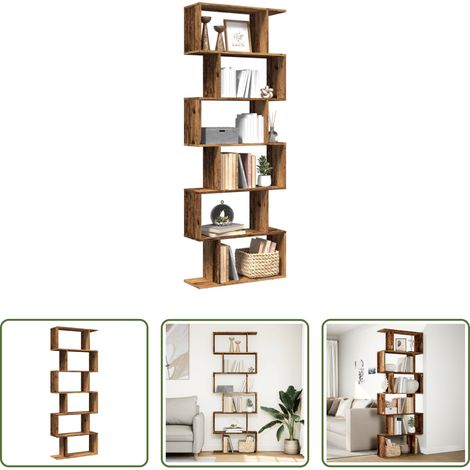 vidaXL Wohnzimmermöbel - Raumteiler-Bücherregal 6 Etagen Altholz-Optik 70x24x193 cm (1/5)