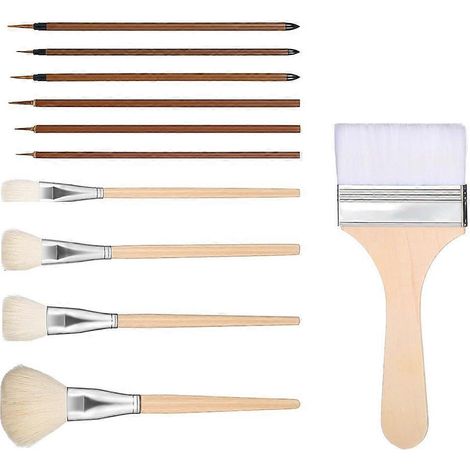 Set mit 11 Keramikpinseln zum Glasieren, Holzpinseln zum Glasieren von Acrylkeramik, Künstlerpinselset für Maler (1/5)