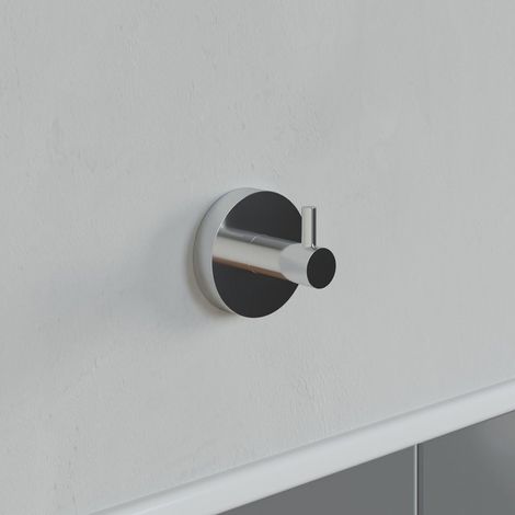 Bathroom Robe Towel Hook Holder Chrome Round Wall Mounted Stylish Modern (1/4)