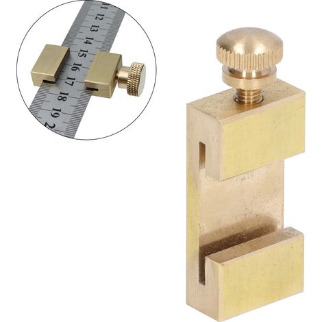 Règle en Acier avec Bloc de Positionnement en Laiton pour Menuiserie - Ajusteur de Précision pour Marquage et Fixation - KZQ (1/5)