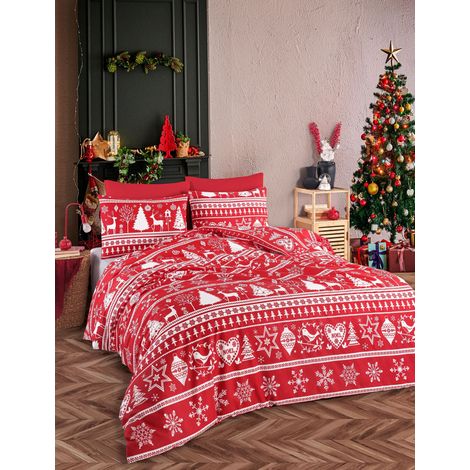 Funda nórdica, funda nórdica, ropa de cama Set Claret Rojo Blanco (1/4)