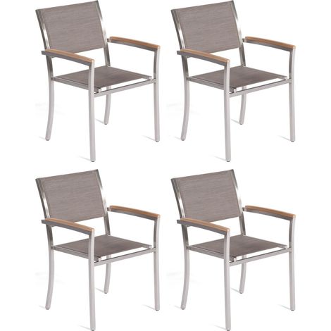 Sonnenpartner 4x Stapelstühle Galaxy Edelstahl mit Textilen taupe Stapelstuhl (1/2)