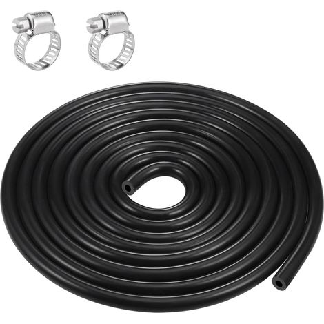 Durite Silicone 3 Mètres, Tuyau Aquarium, Silicone Flexible 120PSI Max Pressure, Caoutchouc Noir avec 2 Colliers de Serrage pour L'air L'eau (ID 5mm, OD 10mm) (1/5)