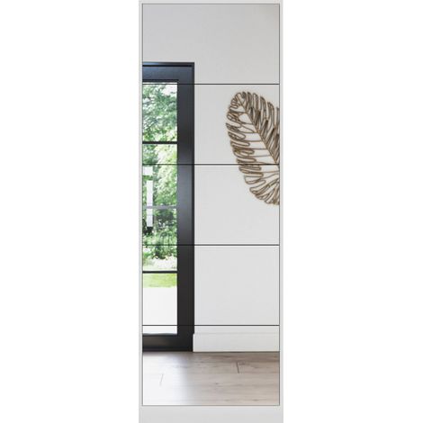 Meuble à chaussures moderne avec miroir pleine longueur, rangement en bois à 5 tiroirs rabattables, blanc (1/5)