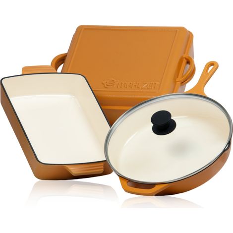 Mahlzeit Set en fonte émaillée 3 pièces  Ø 29,5 cm, 3,8 litres, 10,8 litres, Sunny Orange, Casseroles