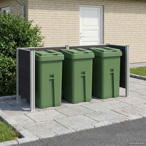 vidaXL Clôture de poubelle Gris 237 x 85 x 115 cm Aluminium et WPC