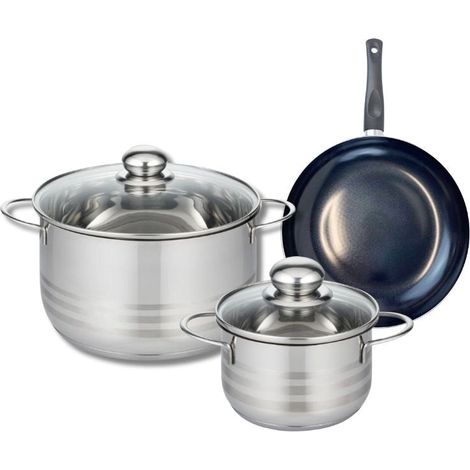 Ensemble de 1 Poêle de cuisson 20 cm et 2 faitouts 16 et 24 cm Elo Prima Brillant (1/5)
