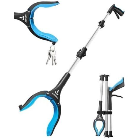 Pince Telescopique Ramasse Objet pour Seniors, Outil de Ramassage Pliable avec Mâchoire Antidérapante Rotative à 360°, 4" Aimant (91 cm, Bleu Ciel, 1 Pièce) Ciel 91cm pièce