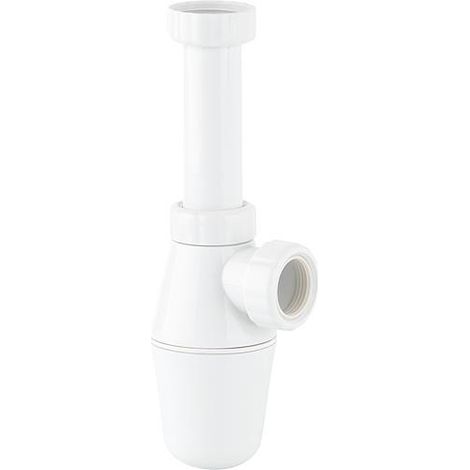 Banyo – Siphon de lavabo en PP – Diamètre 32 mm – Longueur 110 mm – Sans tube mural ni rosace – Pour installations sanitaires (1/2)