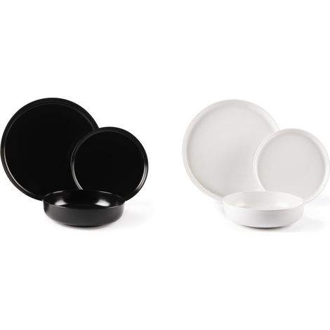 Excelsa Nordic Servizio Tavola 12 Pezzi, Ceramica, Bianco e Nero (1/5)