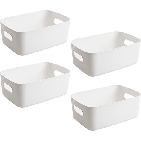 4 Pièces Panier de Rangement Plastique, Panier Rangement Salle de Bain, Panier Rangement Cuisine, Panier en Plastique Convient aux Cosmétiques Jouets Collations (1/5)